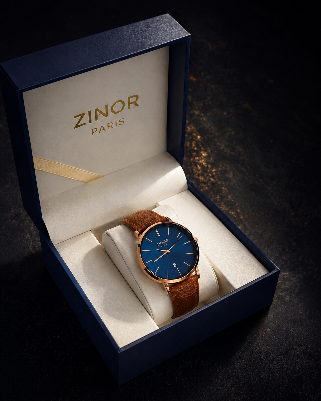 Montre ZINOR PARIS Élégance présentée dans son coffret premium